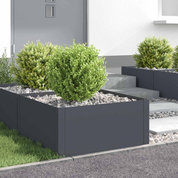Ограда за трева 4 pcs 60 x 60 x 35 cm Стомана Антрацит