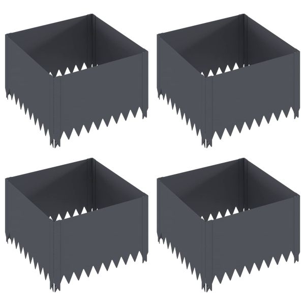 Ограда за трева 4 pcs 60 x 60 x 35 cm Стомана Антрацит