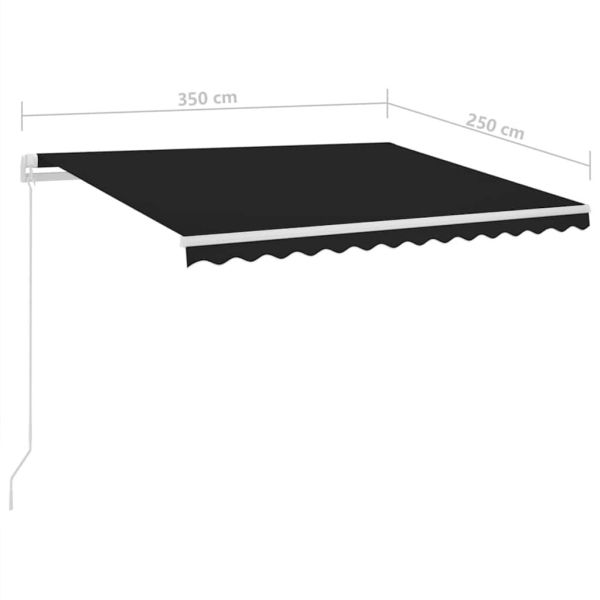 Автоматичен сенник, LED и сензор за вятър, 3,5x2,5 м, антрацит