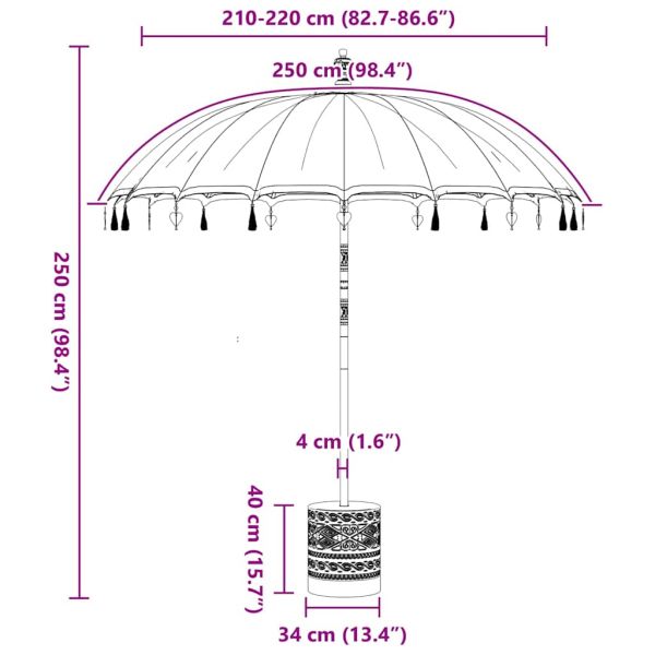 Балийски чадър с основа Жълто 215 x 215 x 260 см
