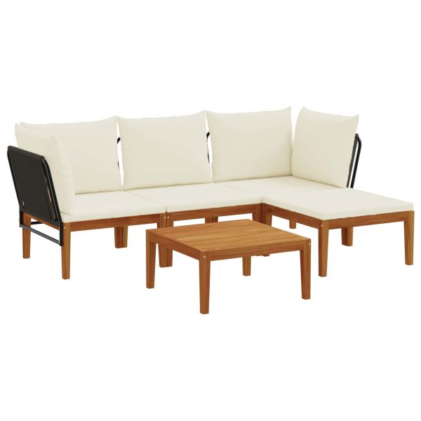 5 бр. Солидно акациево дърво и въже Натурално