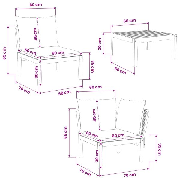 9 бр. Солидно акациево дърво и въже Натурално