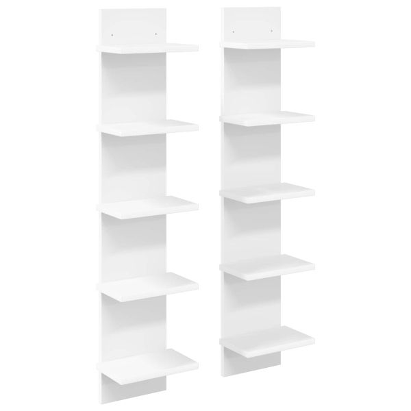 Стенен рафт 2 бр. Бяло 22 x 15 x 100 см Инженерна дървесина
