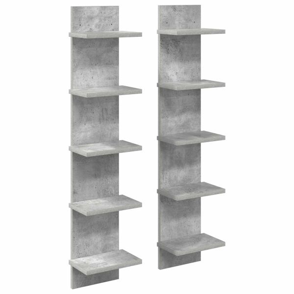 Стенен рафт 2 бр. Бетонно сиво 22 x 15 x 100 см