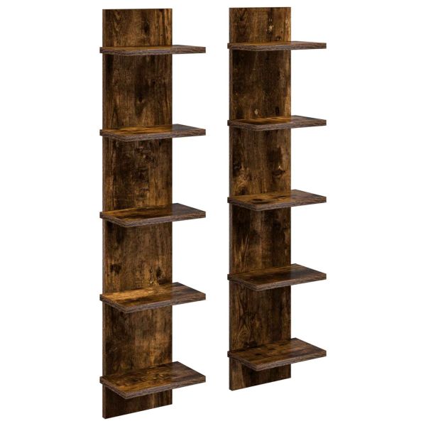 Стенен рафт 2 бр. Опушен дъб 22 x 15 x 100 см