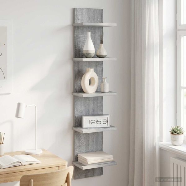 Стенен рафт Сив Сонома 22 x 15 x 100 см Инженерна дървесина