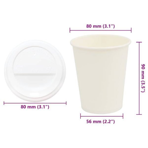 хартиени чаши за кафе с капачки 1000 бр. 8oz 200ml