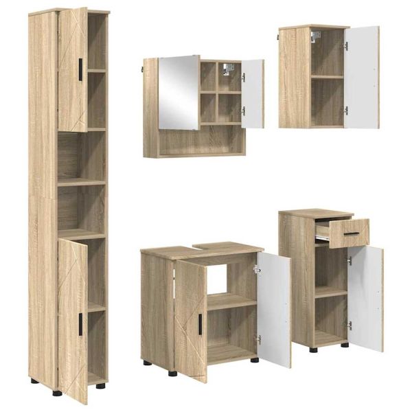 Комплект мебели за баня 5 бр. Сонома дъб 61 x 35 x 64 см