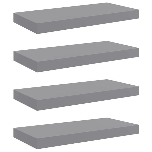 Окачени стенни рафтове, 4 бр, сиви, 50x23,5x3,8 см, МДФ