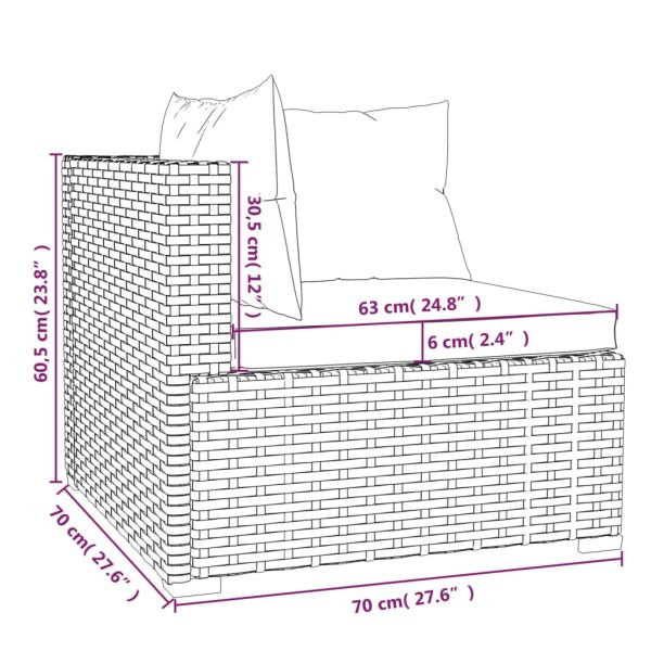 Градински комплект с възглавници 13 части кафяв полиратан
