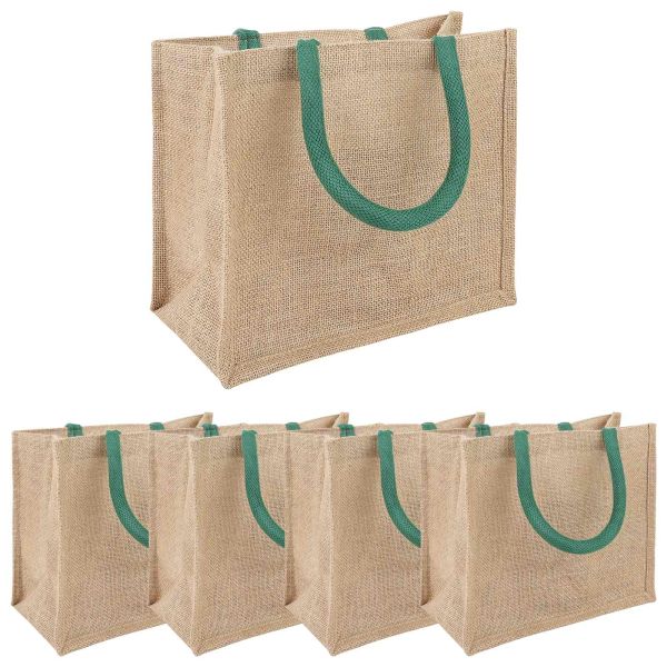 Чанти от юта 5 Естествена и зелена 26 x 22 x 14 см