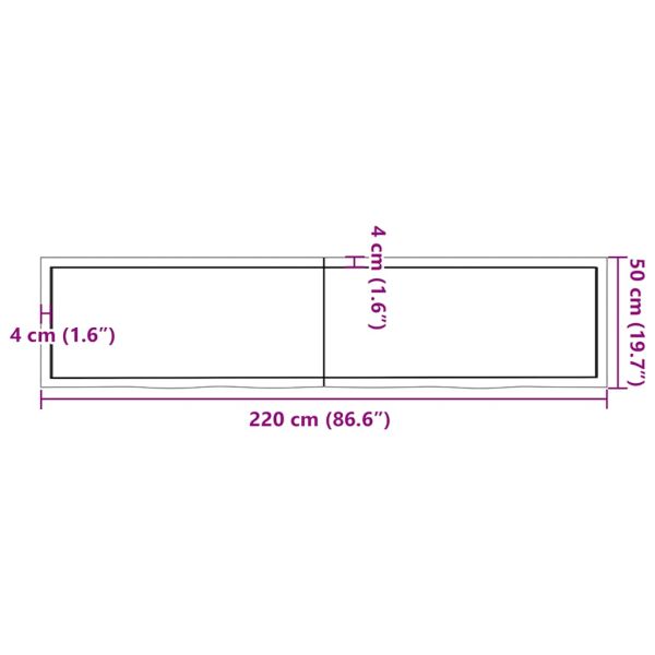 Плот за баня тъмнокафяв 220x50x(2-4)см обработено масивно дърво