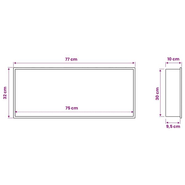 Нишата за душ Черно 75 x 30 x 9,5 см Неръждаема стомана