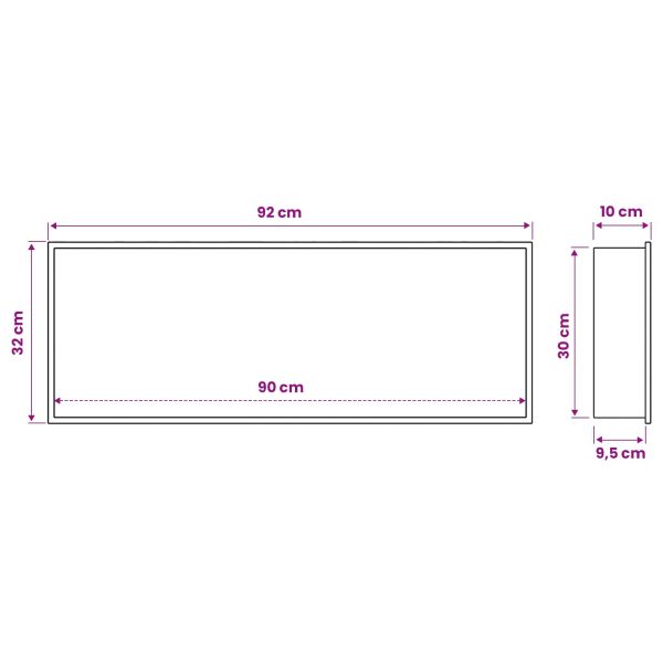 Нишата за душ Сребристо 90 x 30 x 9,5 см Неръждаема стомана