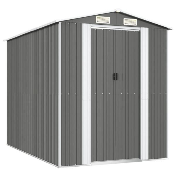 Градинска барака светлосива 192x274x223 см поцинкована стомана