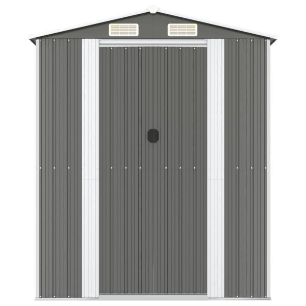 Градинска барака светлосива 192x606x223 см поцинкована стомана