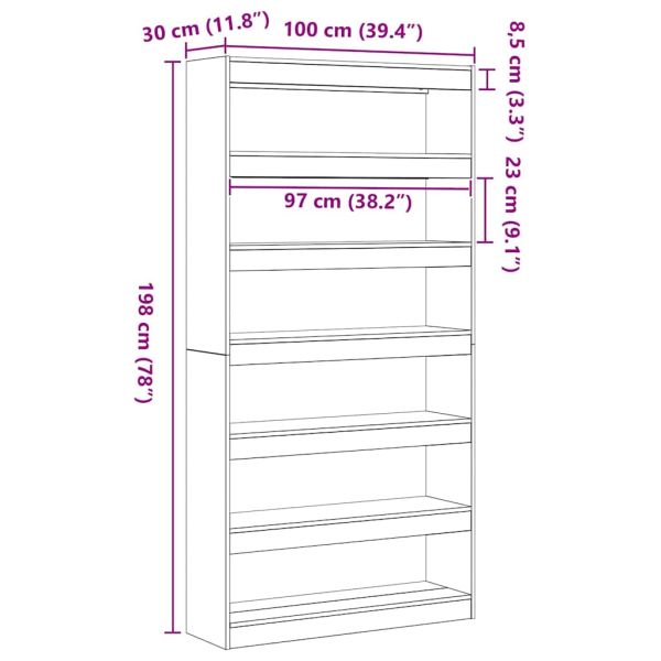 Шкаф за книги 6 нива 100 x 30 x 198 см Инженерна дървесина