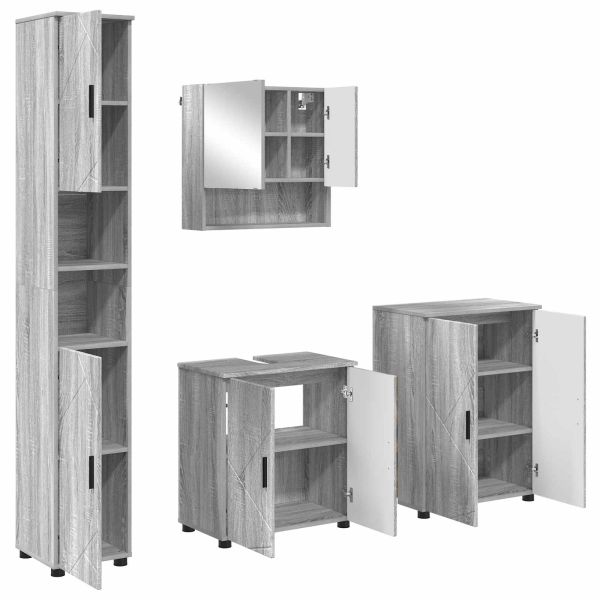 Комплект мебели за баня 4 бр. Сив Сонома 61 x 35 x 64 см