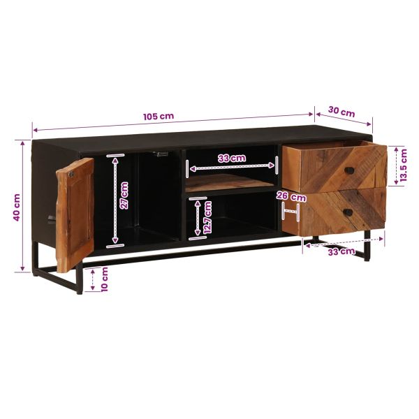 ТВ шкаф с чекмедже със съхранение с врата 105 x 30 x 40 см