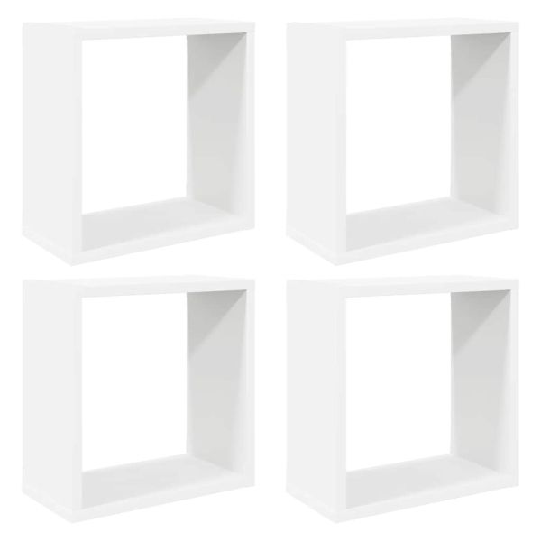 Стенни кубични рафтове, 4 бр, бели, 30x15x30 см