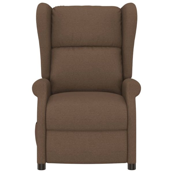Wingback електрически реклайнер стол, кафяви, текстил
