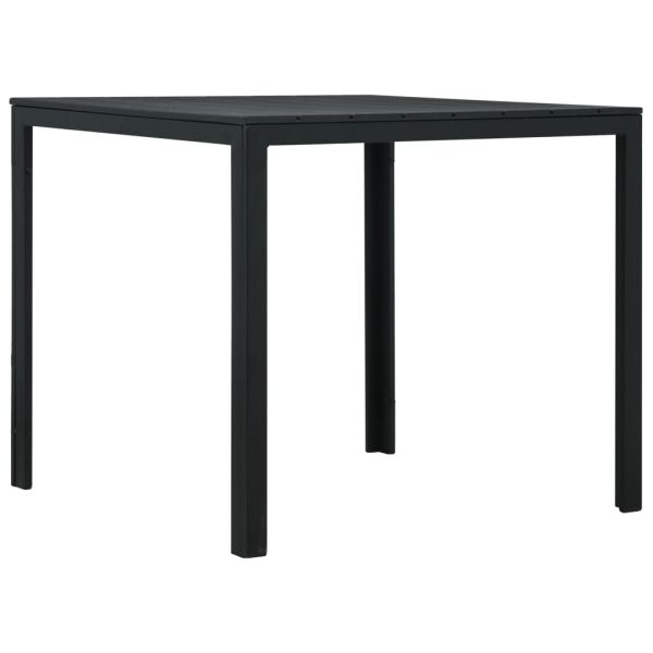 Маса за кафе, черна, 78x78x74 см, HDPE, дървен вид