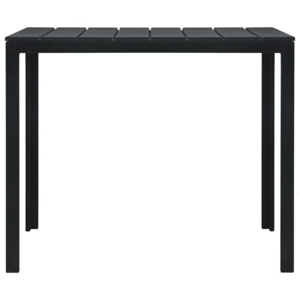 Маса за кафе, черна, 78x78x74 см, HDPE, дървен вид