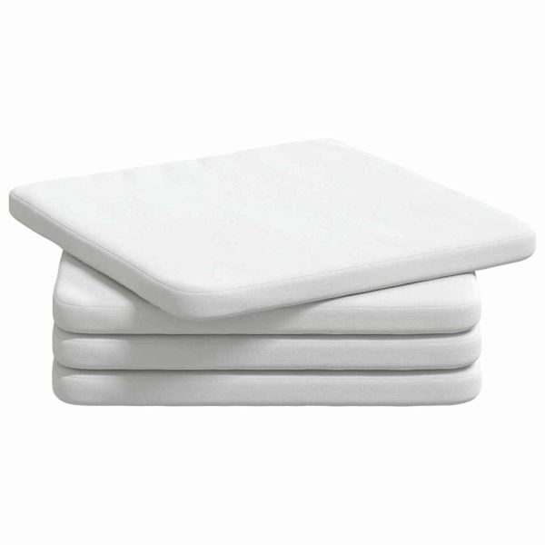 Възглавници за седалки 4 pcs Бяло 40 x 40 x 3 cm текстил