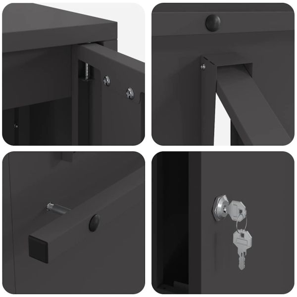 Пощенска кутия със съхранение Черно 30 x 20 x 55 см Стомана