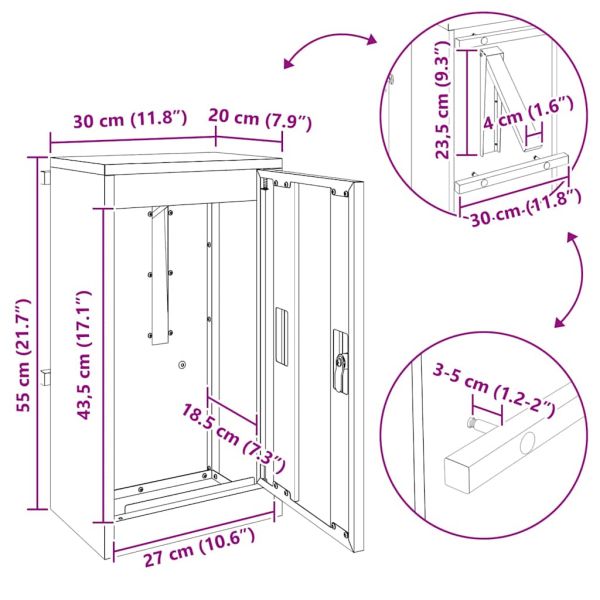 Пощенска кутия със съхранение Черно 30 x 20 x 55 см Стомана