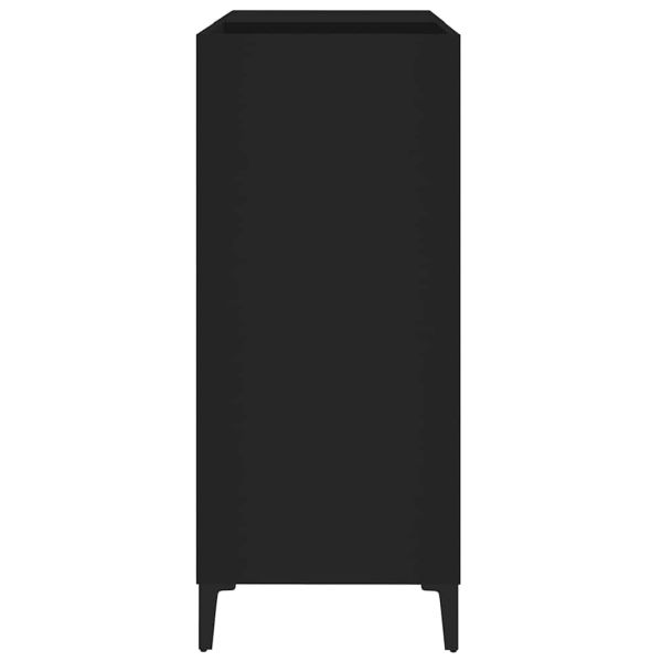 Шкаф за грамофонни плочи черен 84,5x38x89 см инженерно дърво