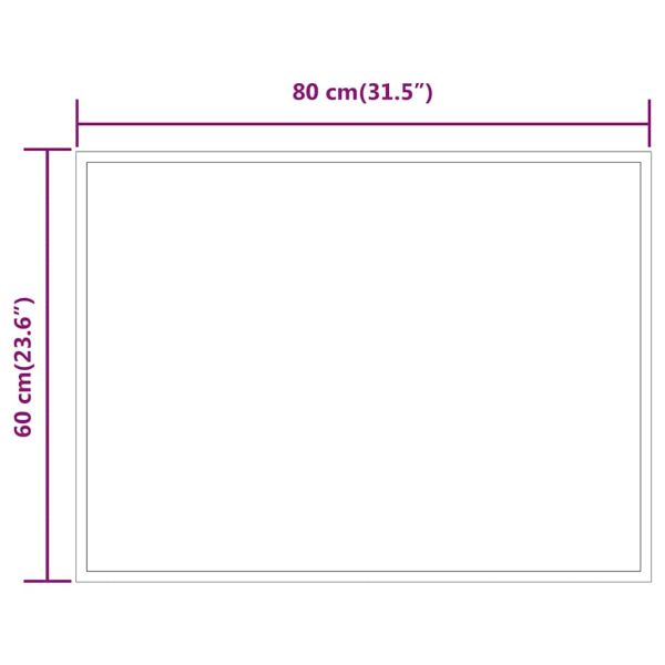 LED огледало за баня, 80x60 см