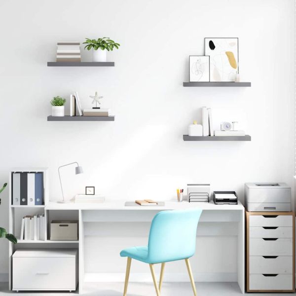 Окачени стенни рафтове, 4 бр, сиви, 60x23,5x3,8 см, МДФ