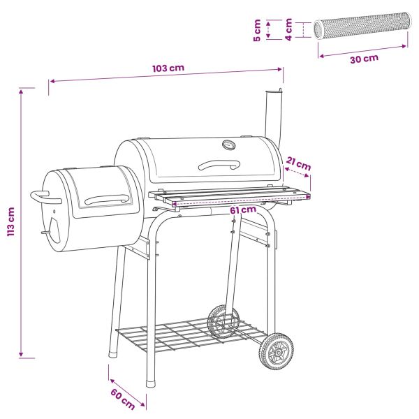 Грил за открито 103 x 60 x 113 см Стомана Черно