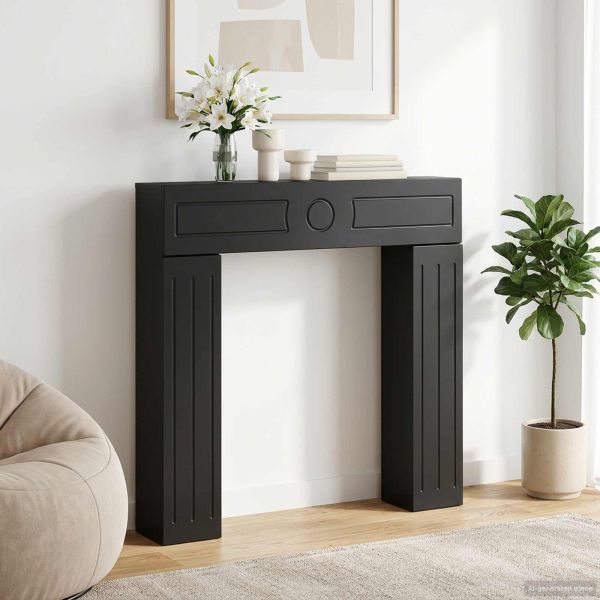 Рамка за камина Черно 102 x 18 x 100,5 см Инженерна дървесина