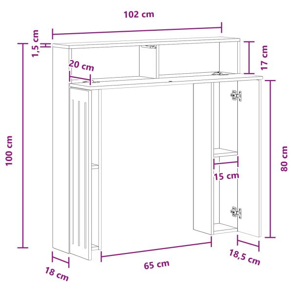 Рамка за камина Черно 102 x 18 x 100,5 см Инженерна дървесина