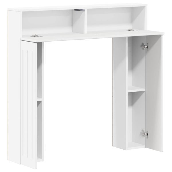 Рамка за камина Бял гланц 102 x 18 x 100,5 см