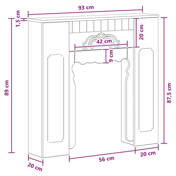 Рамка за камина Бетонно сиво 93 x 20 x 89 см