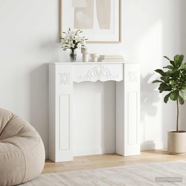 Рамка за камина Бяло 102 x 20 x 102 см Инженерна дървесина