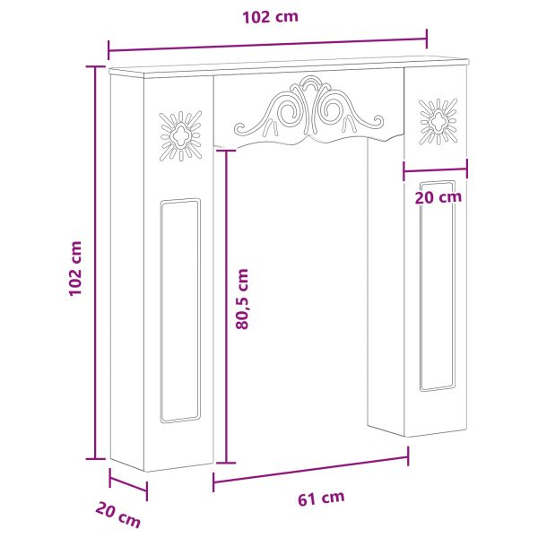 Рамка за камина Бяло 102 x 20 x 102 см Инженерна дървесина