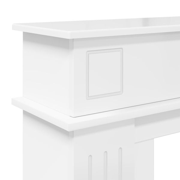 Рамка за камина Бял гланц 102 x 26 x 100 см Инженерна дървесина