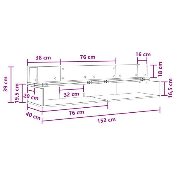 Студио бюро Бяло 152 x 40 x 19,5 см Инженерна дървесина