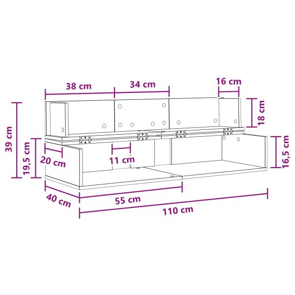 Студио бюро Сив Сонома 110 x 40 x 19,5 см Инженерна дървесина