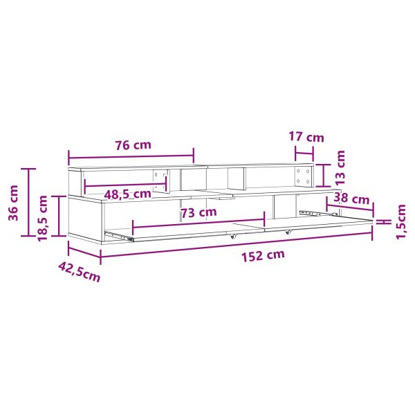 Студио бюро Опушен дъб 152 x 42,5 x 36 см Инженерна дървесина
