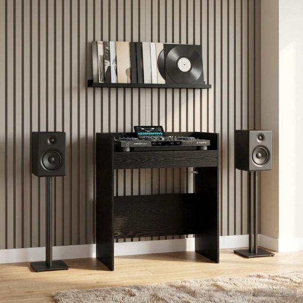 DJ маса Черен дъб 102 x 45 x 102 см Инженерна дървесина