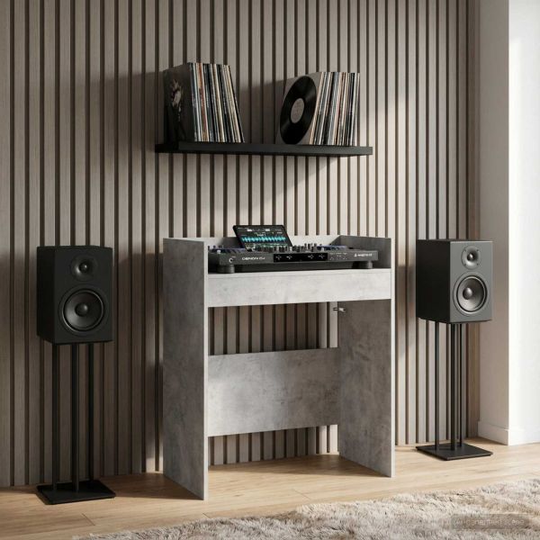 DJ маса Бетонно сиво 102 x 45 x 102 см Инженерна дървесина
