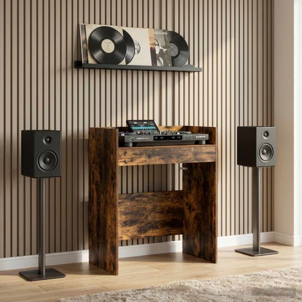 DJ маса Опушен дъб 102 x 45 x 102 см Инженерна дървесина