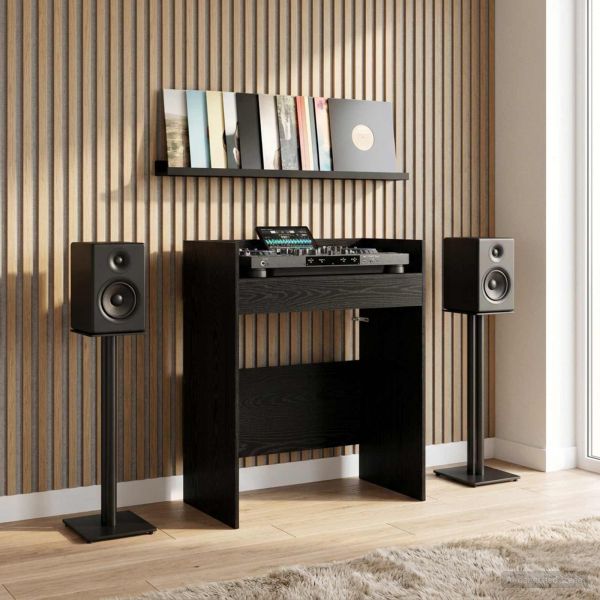 DJ маса Черен дъб 82 x 45 x 102 см Инженерна дървесина