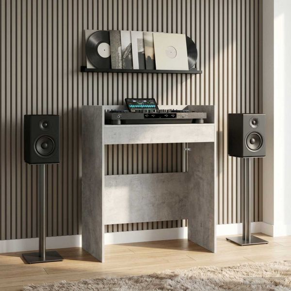 DJ маса Бетонно сиво 82 x 45 x 102 см Инженерна дървесина
