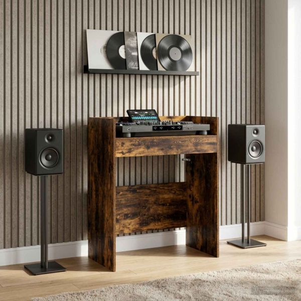 DJ маса Опушен дъб 82 x 45 x 102 см Инженерна дървесина
